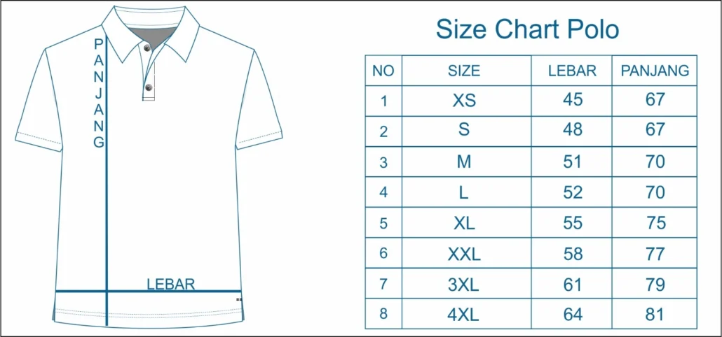 ukuran kaos polo polza
